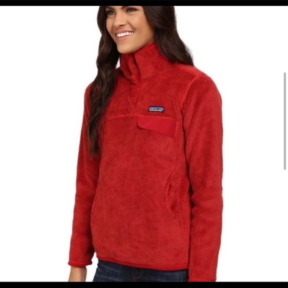 WOMENS PATAGONIA RED RE-TOOL SNAP T FLEECE PULLOVER, SMALL - Picture 2 of 7